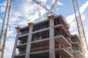 New Building Being Constructed With Use Of Tower Crane