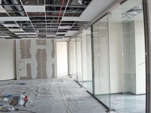Commercial construction in a large office building