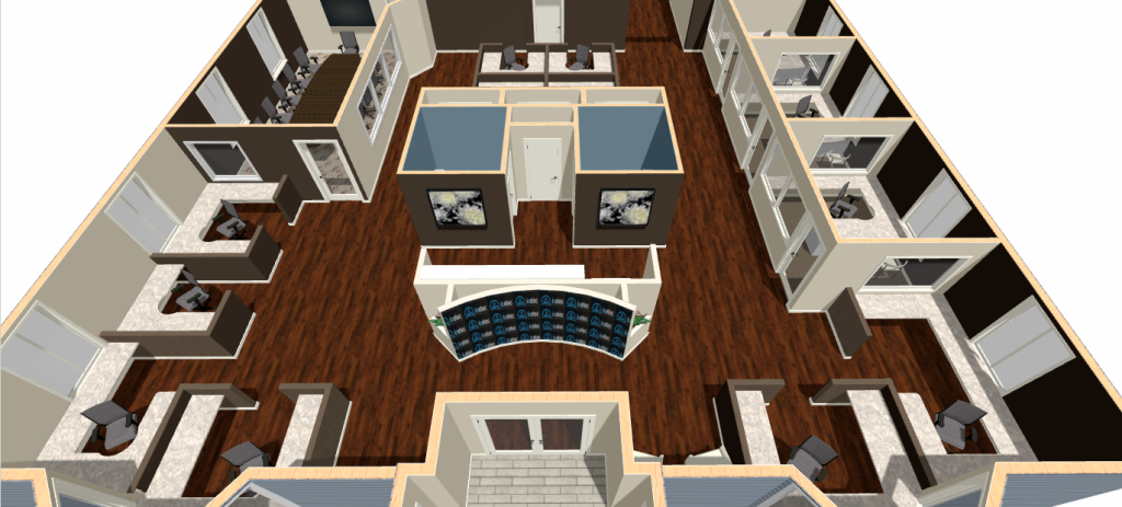 aerial view 3D rendering of a building