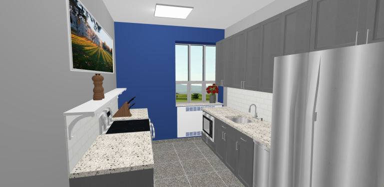 a 3d rendering of a modern kitchen
