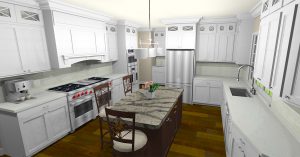3D rendering of kitchen home renovation