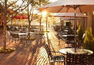 outdoor summer patio setting in restaurant
