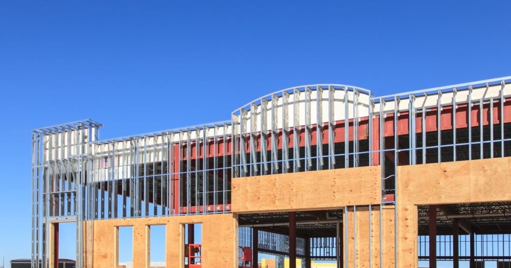 Commercial building envelope during constructions